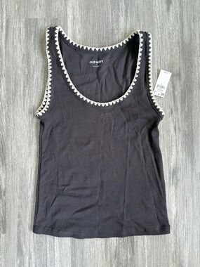 Old Navy Charcoal Tank with Ivory Trim